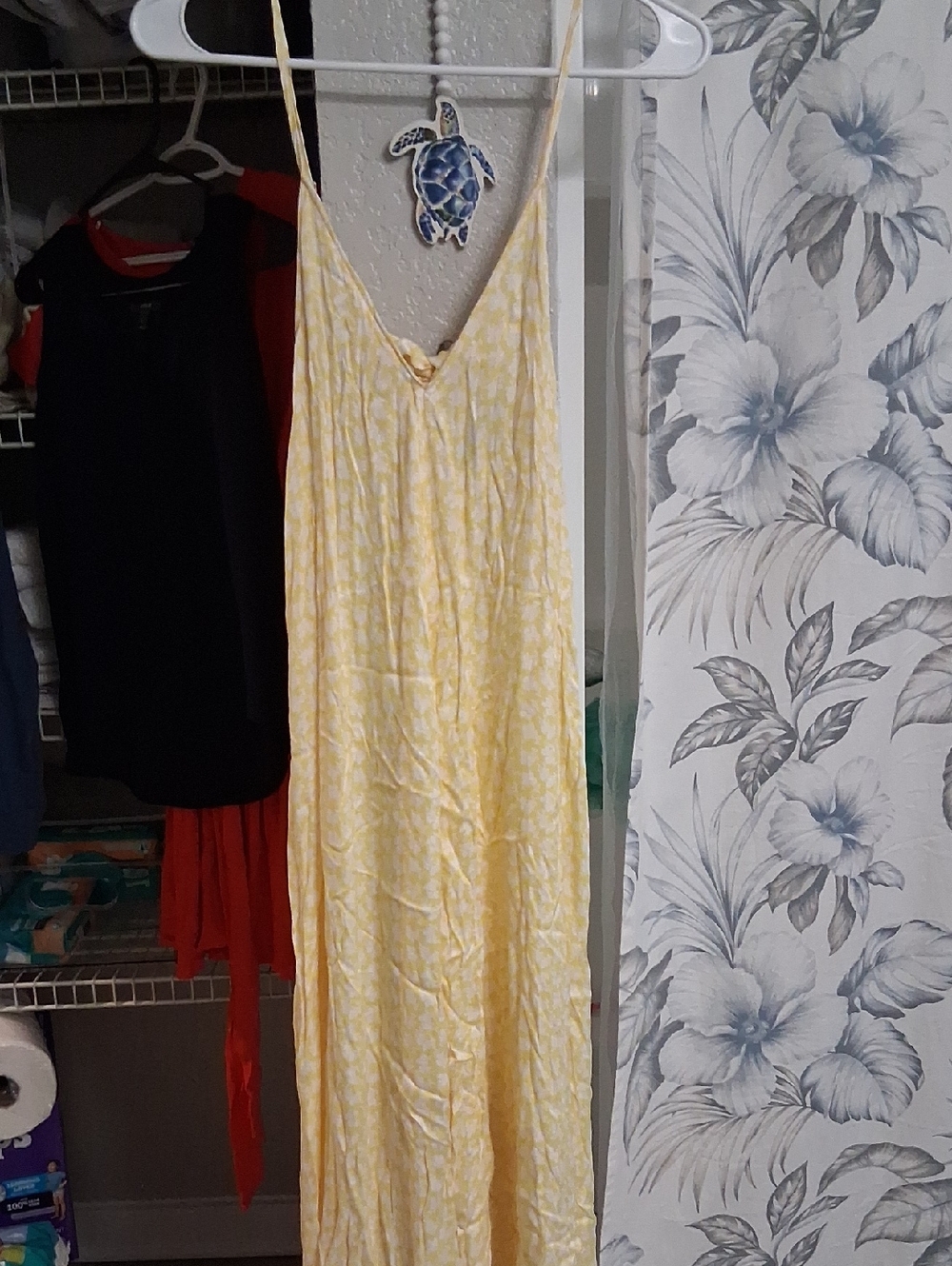 Sunshine Yellow Floral Maxi Slip Dress with Spaghetti Straps